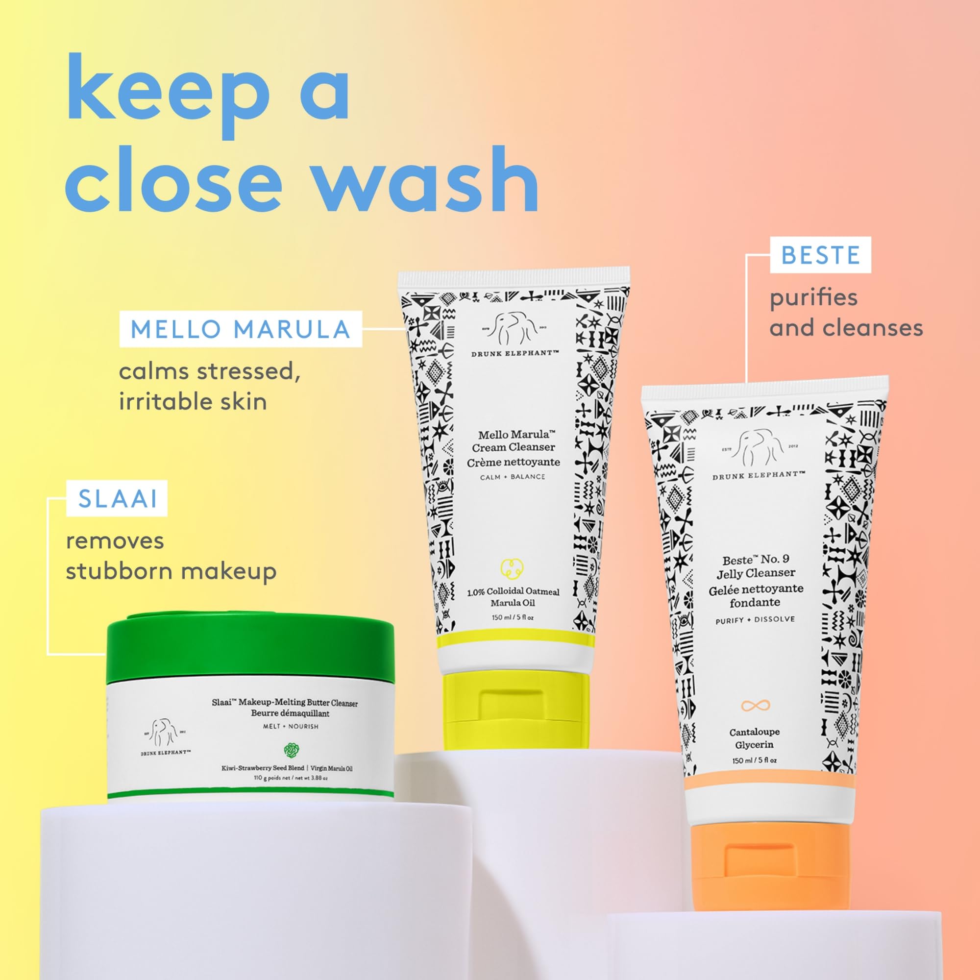Drunk Elephant packaging and label conveying skin-friendly philosophy.