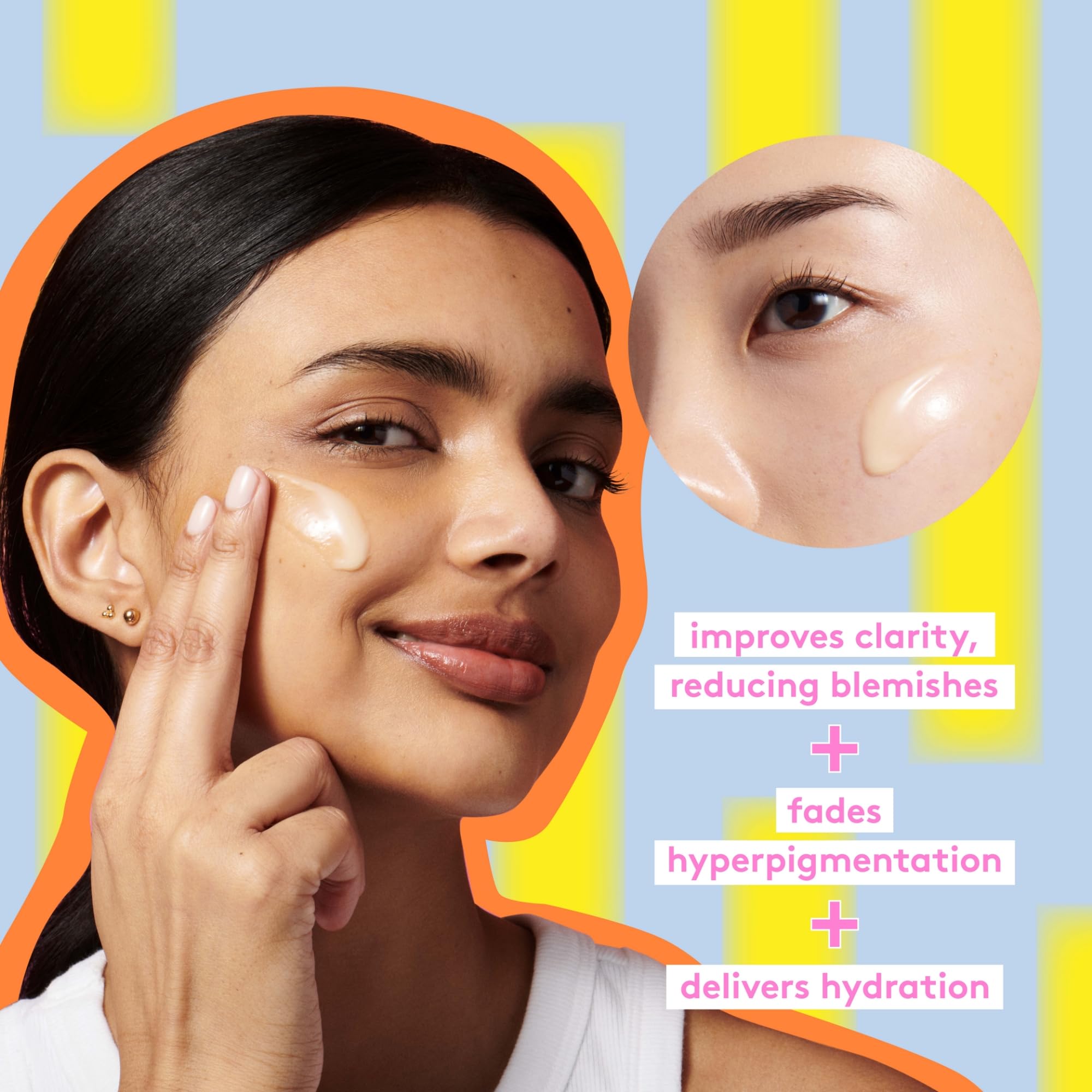 Drunk Elephant C-Luma Hydrabright serum dropper applying vitamin C for glow.