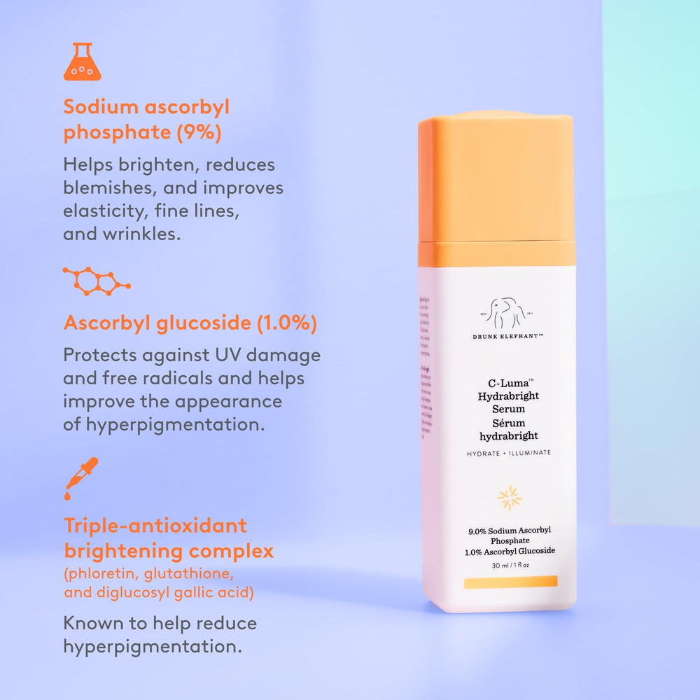 Drunk Elephant C-Luma Hydrabright serum mixed with moisturizer for subtle color boost.