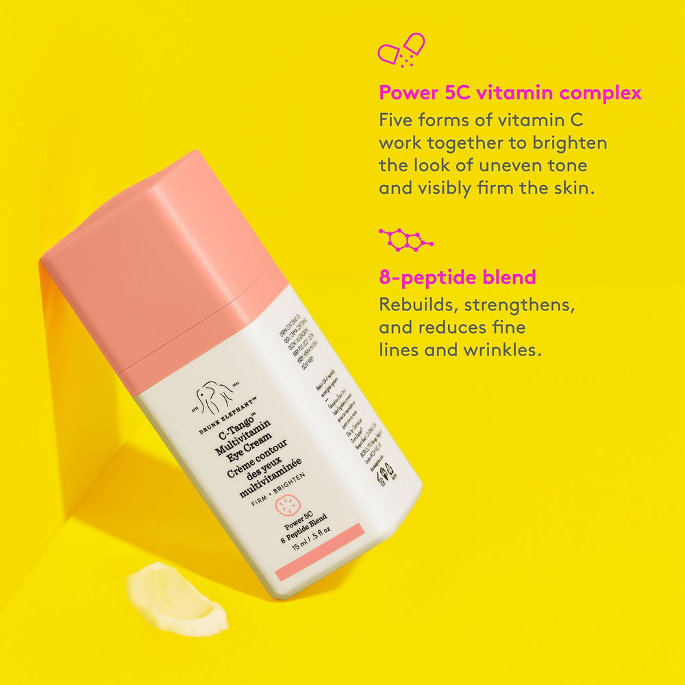 Drunk Elephant C-Tango Eye Cream box packaging highlights clean clinical skincare.