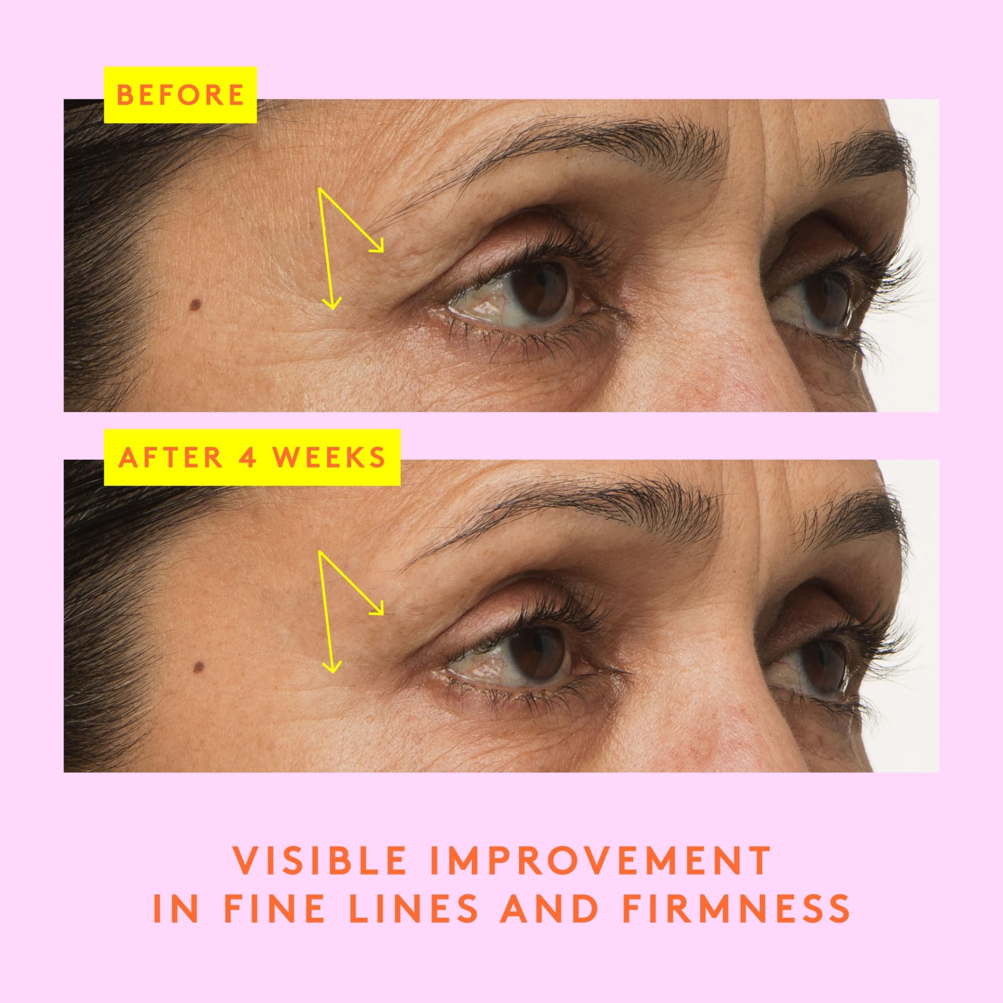 Drunk Elephant C-Tango Eye Cream under-eye application demonstrates smoothing effect.