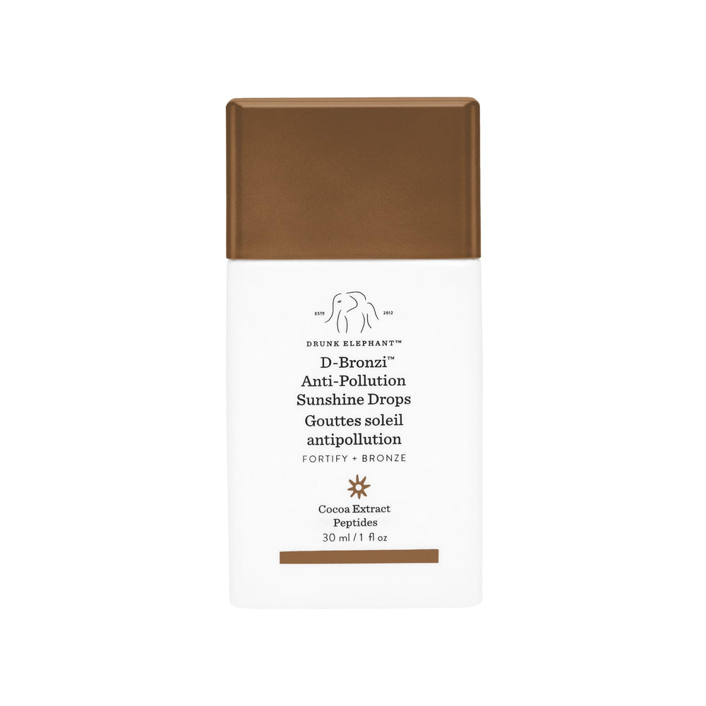 Drunk Elephant D-Bronzi Sunshine Drops bottle front for customizable glow and radiant, sun-kissed skin.