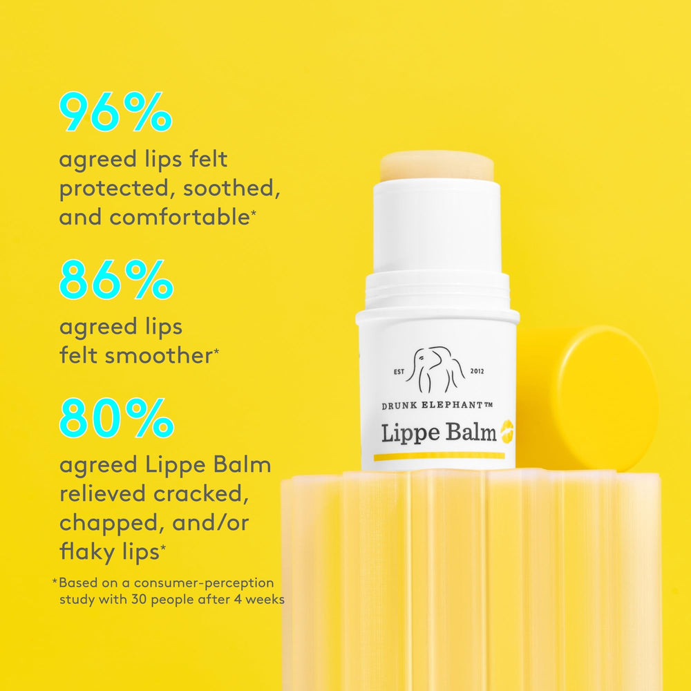 Drunk Elephant Lippe Balm packaging front highlights clean fragrance-free formula