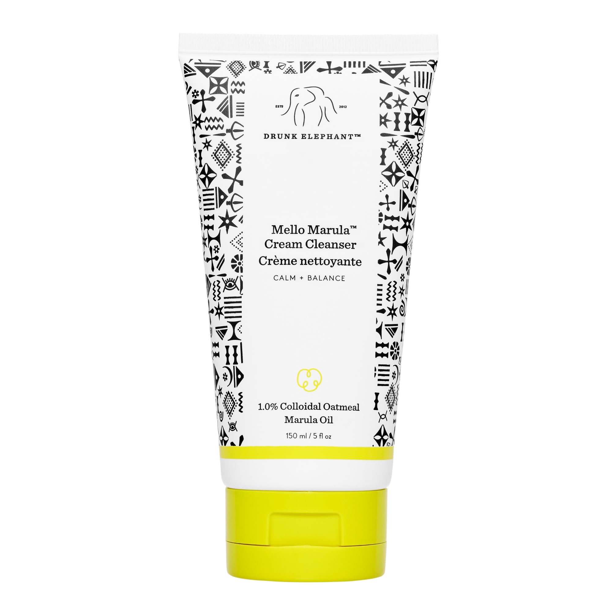 Drunk Elephant Mello Marula Cream Cleanser bottle for a gentle, calming morning cleanse.
