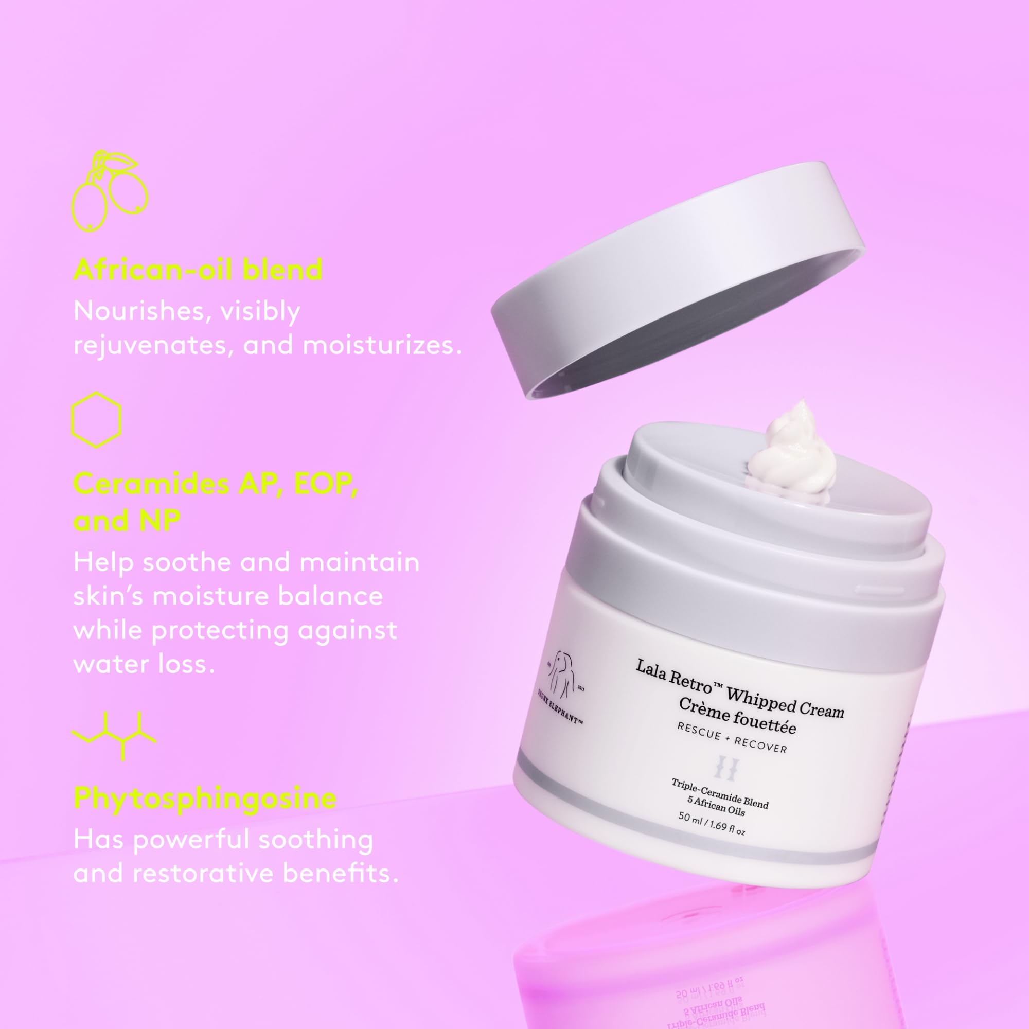 Drunk Elephant night routine shot featuring Lala Retro reinforces barrier overnight.