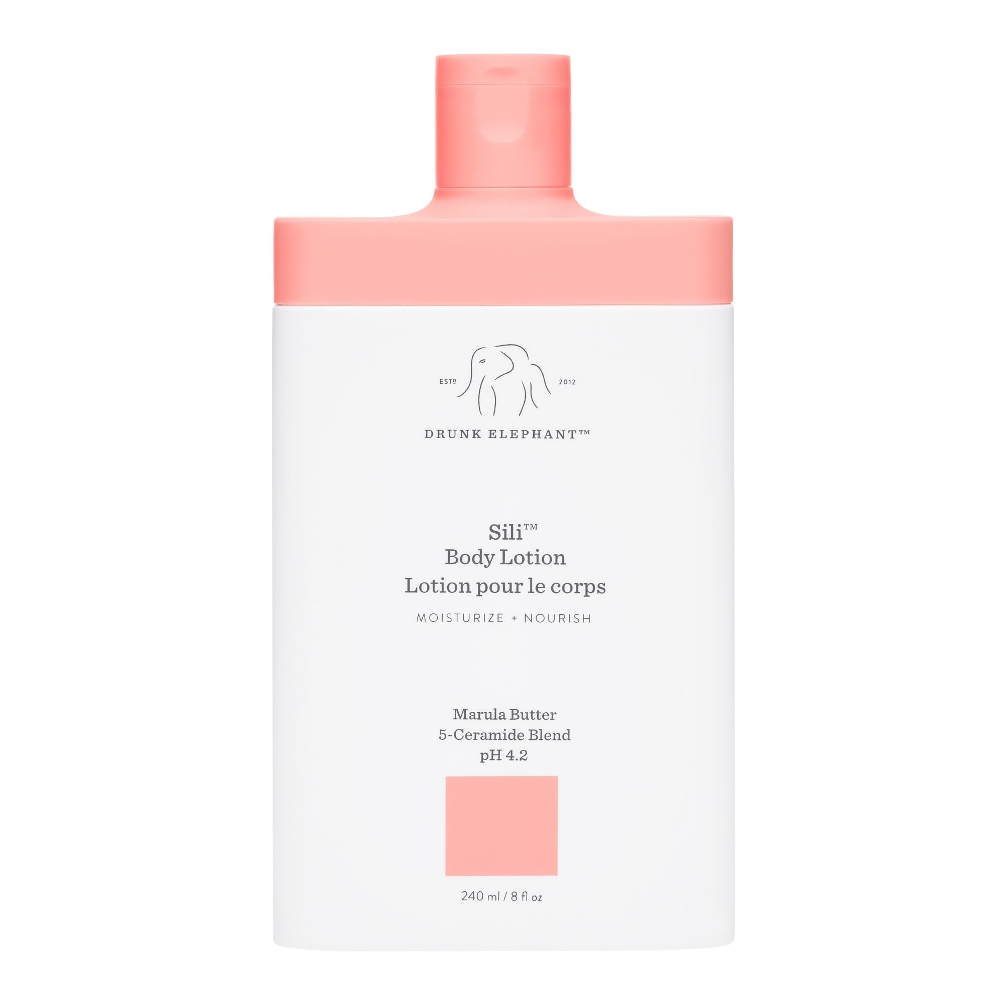 Drunk Elephant Sili Body Lotion bottle for daily hydration and barrier support.