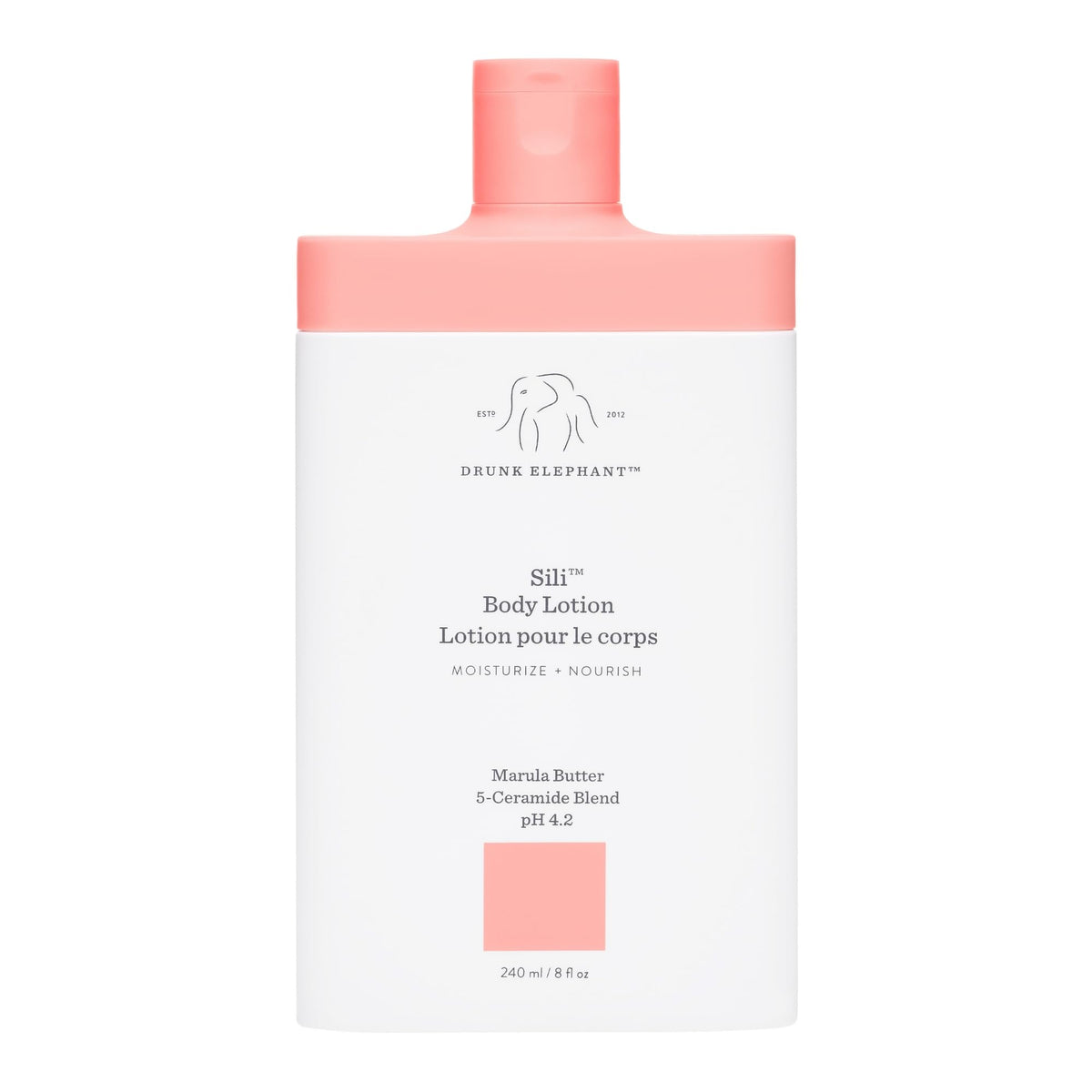 Drunk Elephant Sili Body Lotion bottle for daily hydration and barrier support.