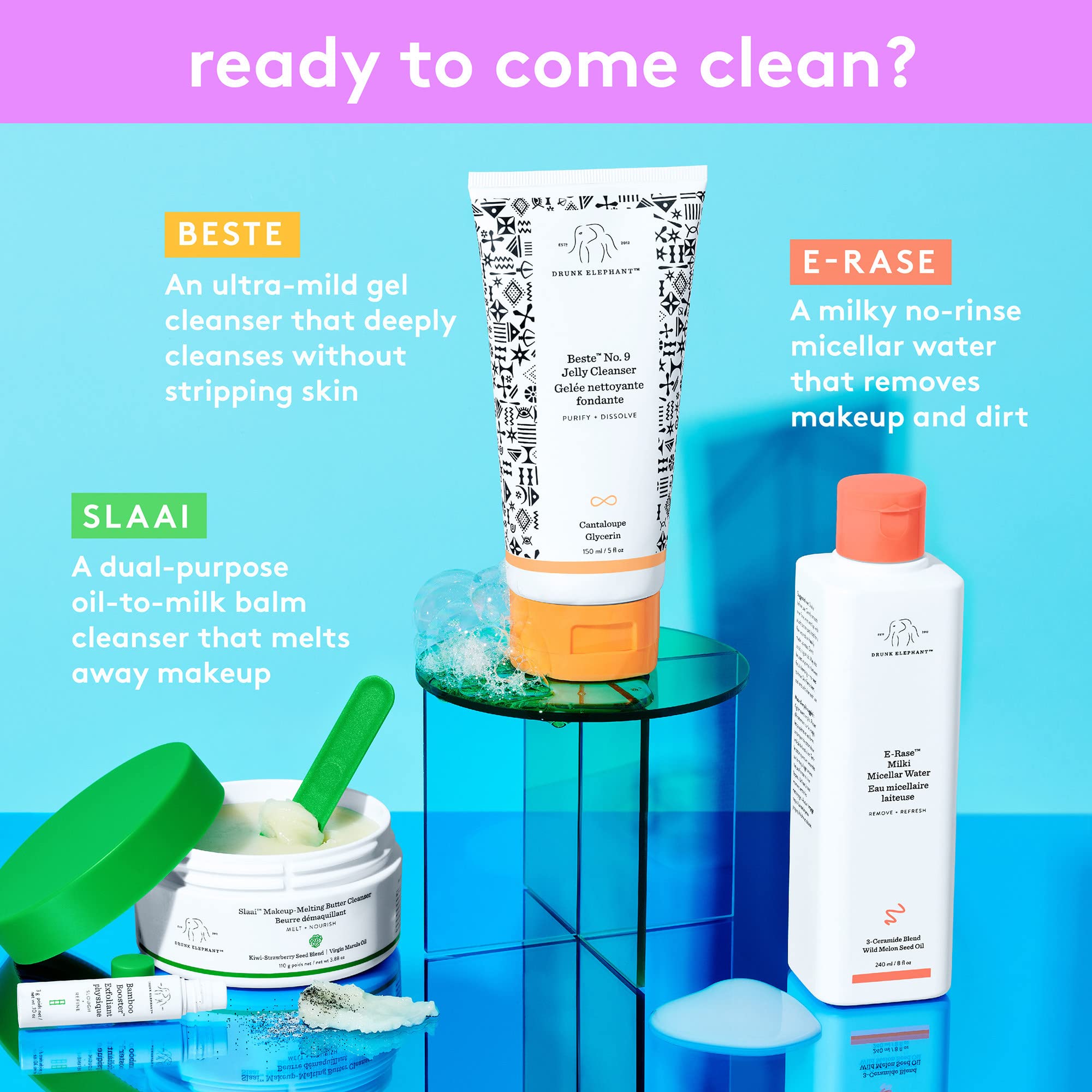Drunk Elephant Slaai Bamboo Booster powder for optional skin-refining exfoliation