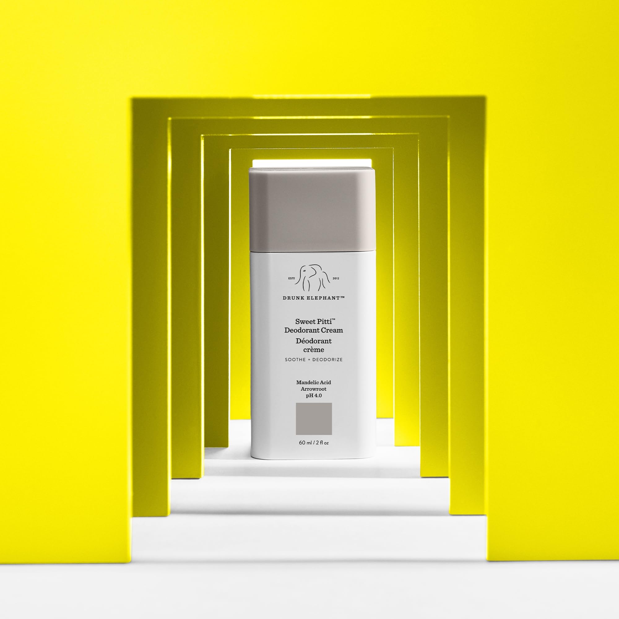 Drunk Elephant Sweet Pitti Deodorant Cream packaging with label communicates clean fragrance-free formula