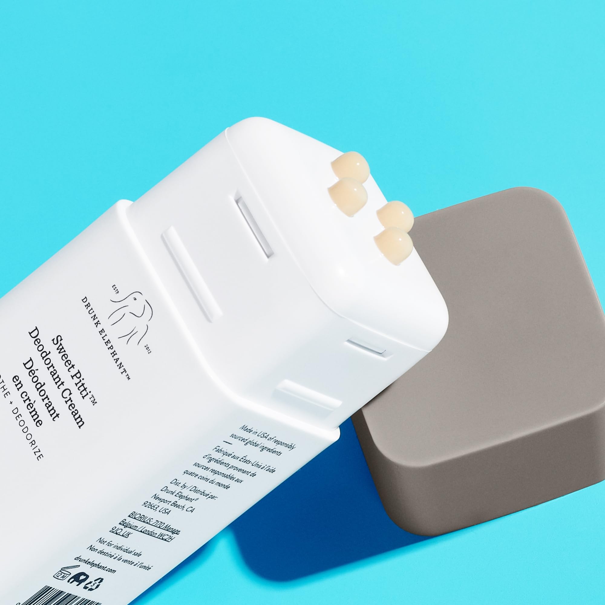 Drunk Elephant Sweet Pitti Deodorant Cream texture demonstrating non-greasy absorption after application