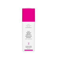 Drunk Elephant TLC Framboos serum bottle closeup highlighting gel exfoliation formula.