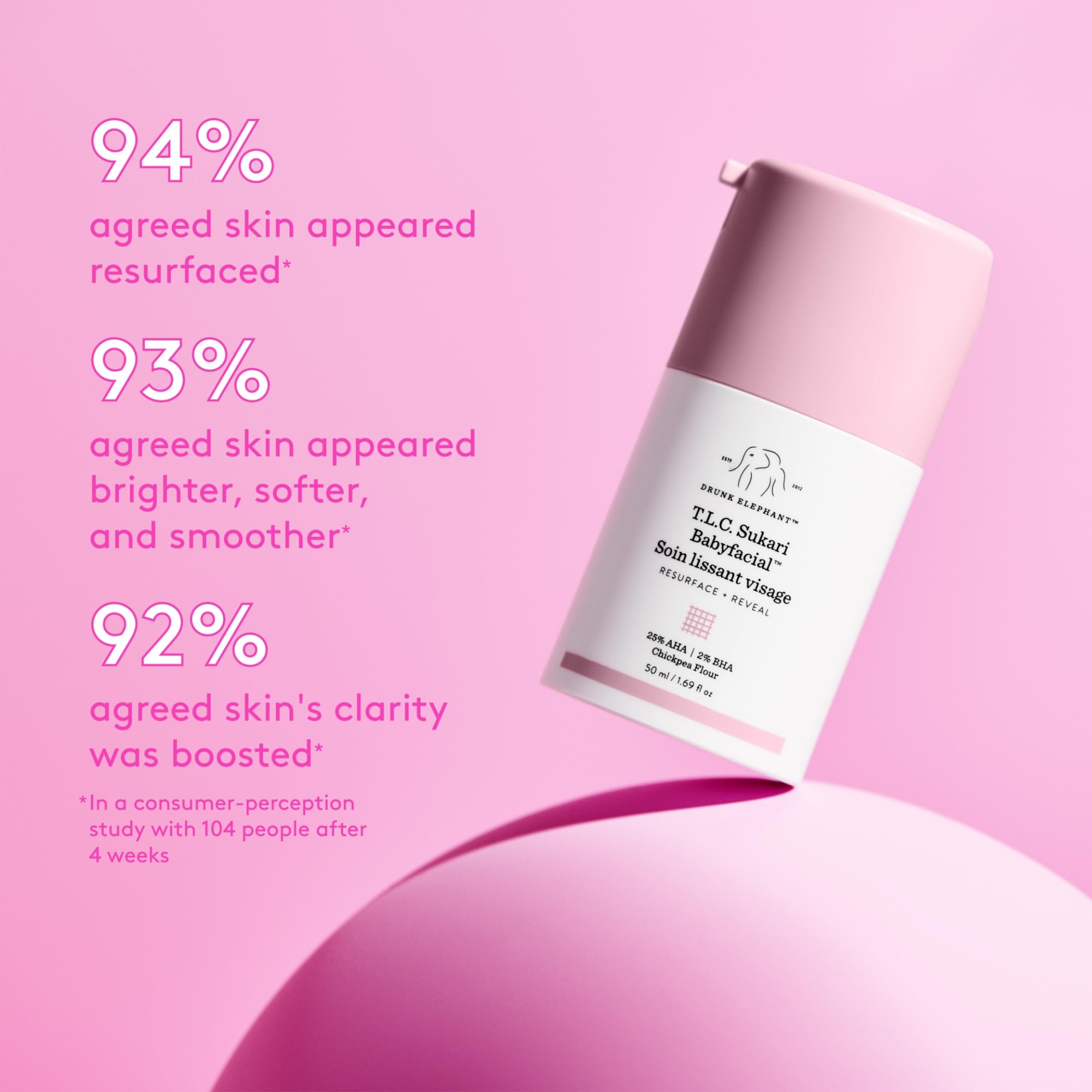 Drunk Elephant T.L.C. Sukari Babyfacial dispense closeup shows easy application and even coverage.