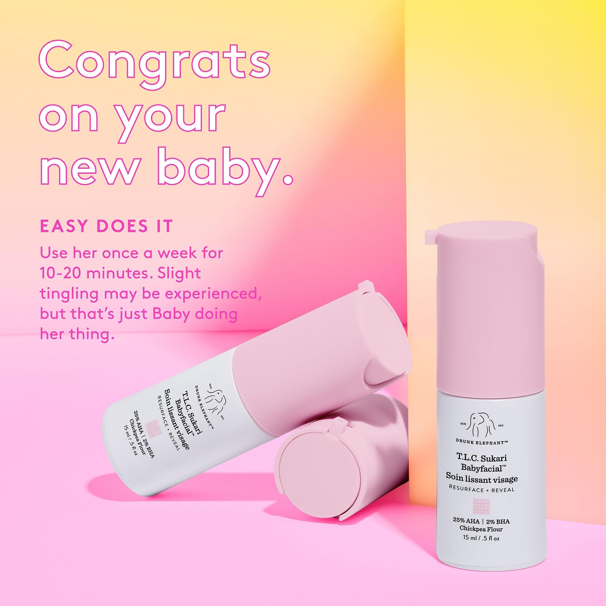 Drunk Elephant packaging image communicates clean clinical skincare without fragrance