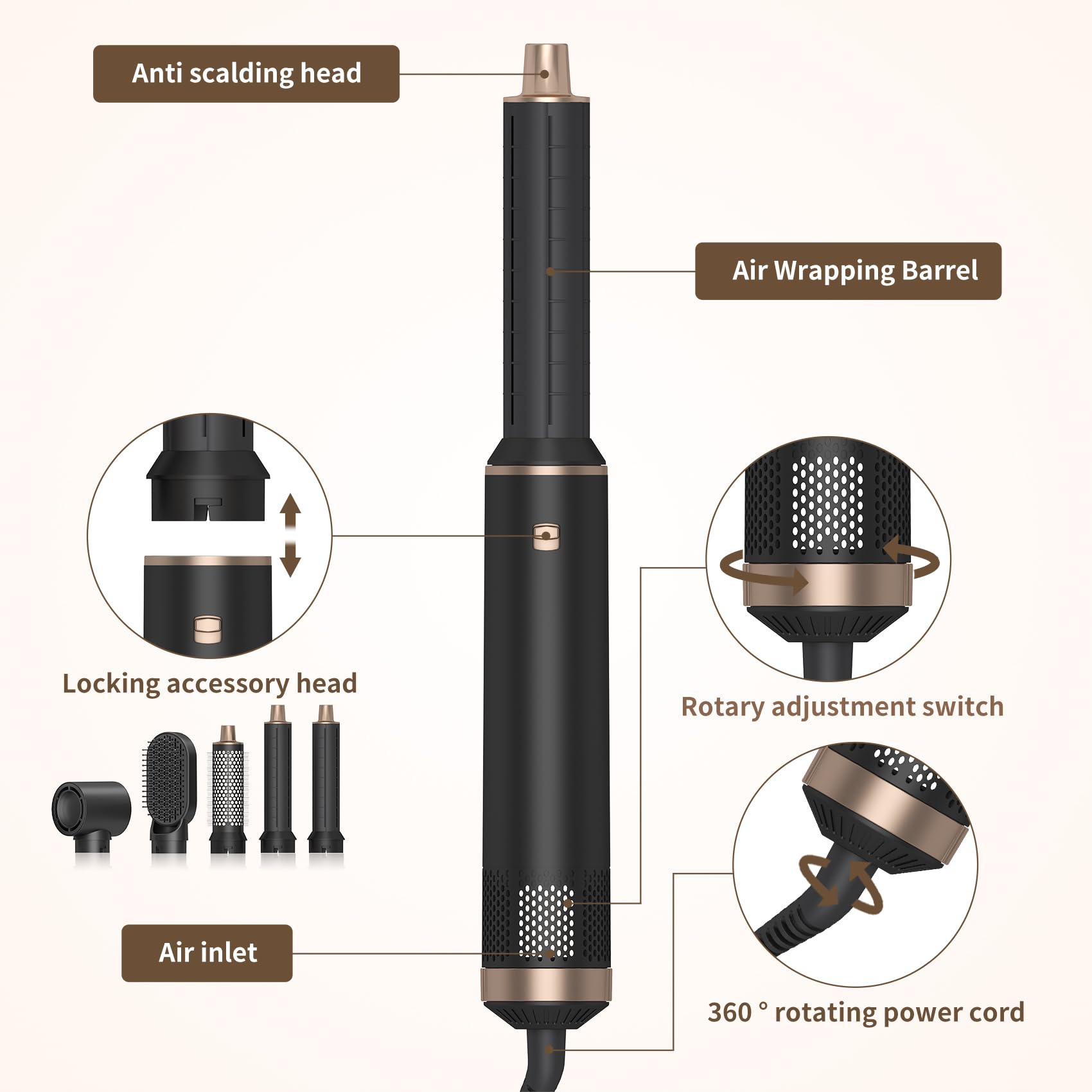 Dryhsip 5-in-1 hair styler curling attachment in use for waves.