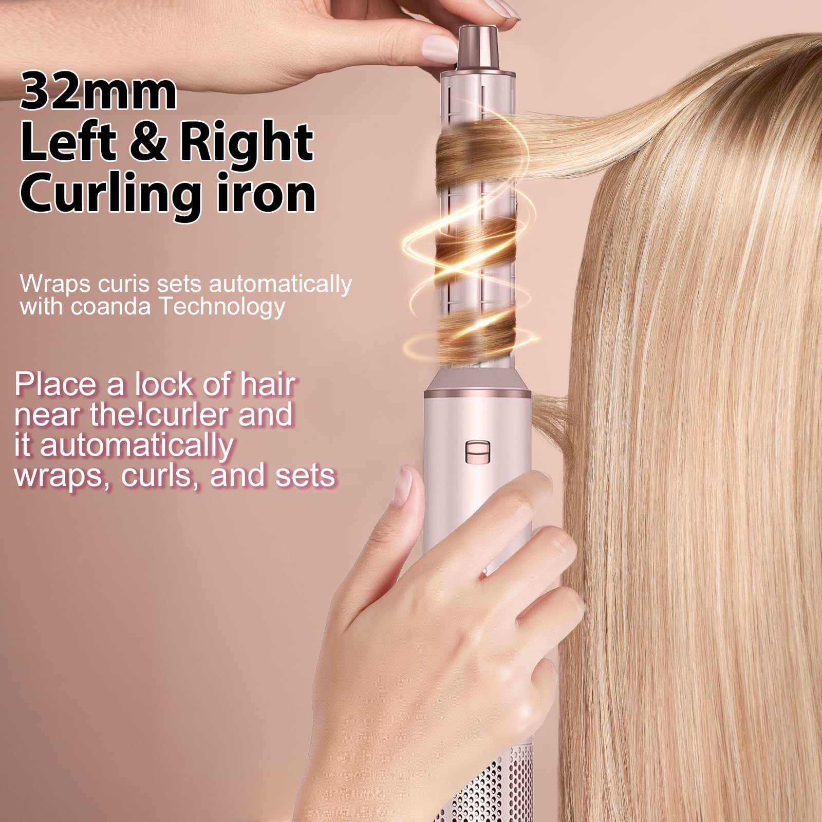 Dryhsip 5 in 1 hair styler pink control dial close-up for versatile heat