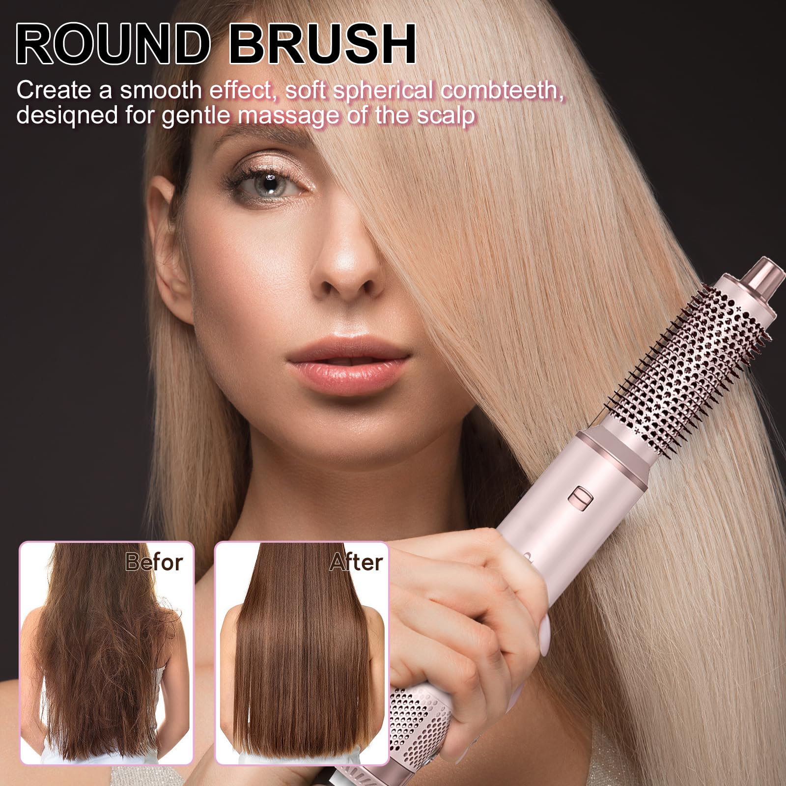 Dryhsip 5 in 1 hair styler pink curling attachment close-up