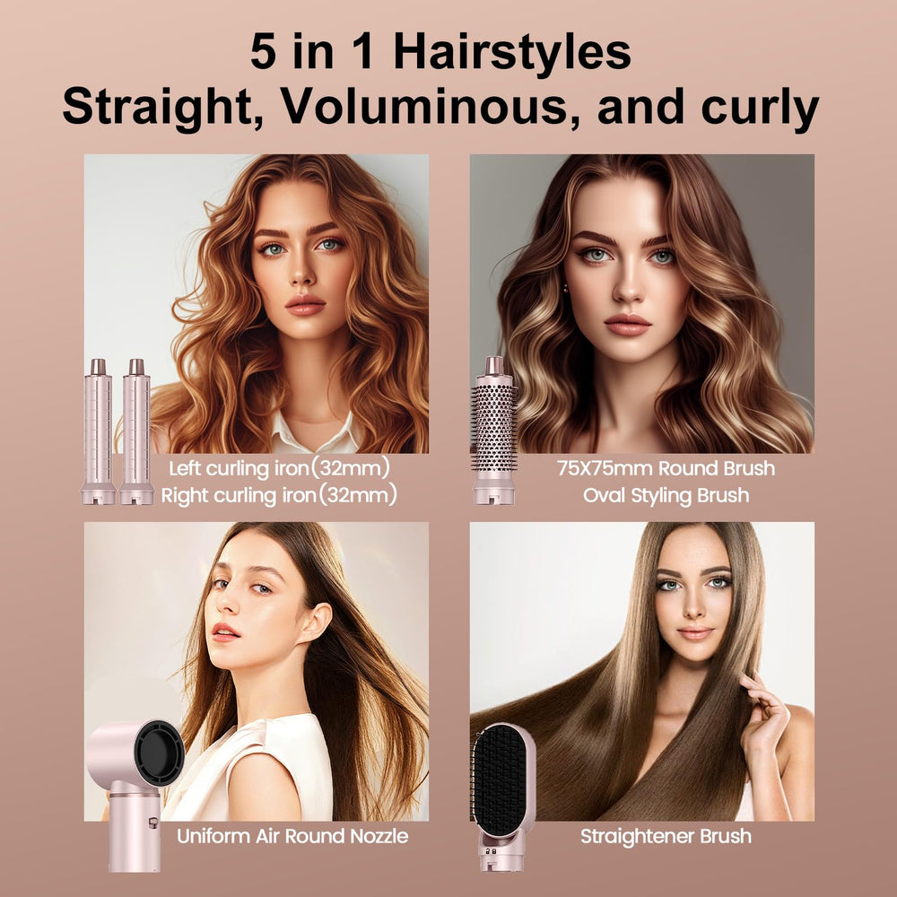 Dryhsip 5 in 1 hair styler pink in use drying and styling