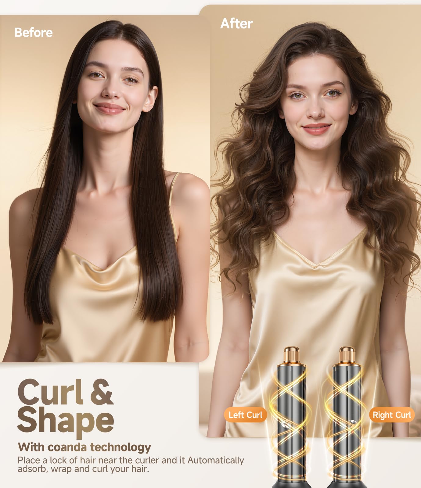 Dryhsip curling comb creates natural curls and waves with controlled airflow.