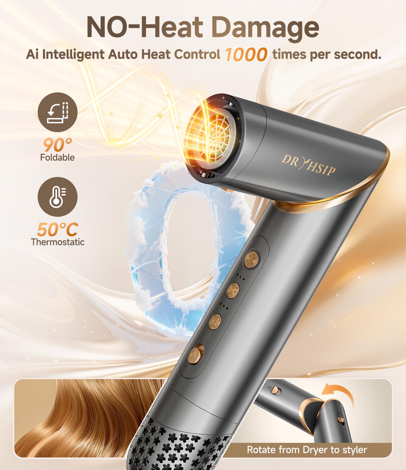 Dryhsip 8-in-1 hair styler smoothing comb delivers smooth strands with reduced frizz.