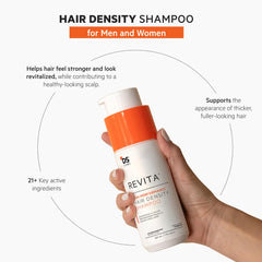 DS Laboratories Revita shampoo label closeup highlights sulfate-free color-safe formula