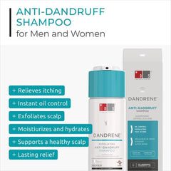 DS Labs Dandrene bottle back label highlights color-safe, sulfate-free formula.