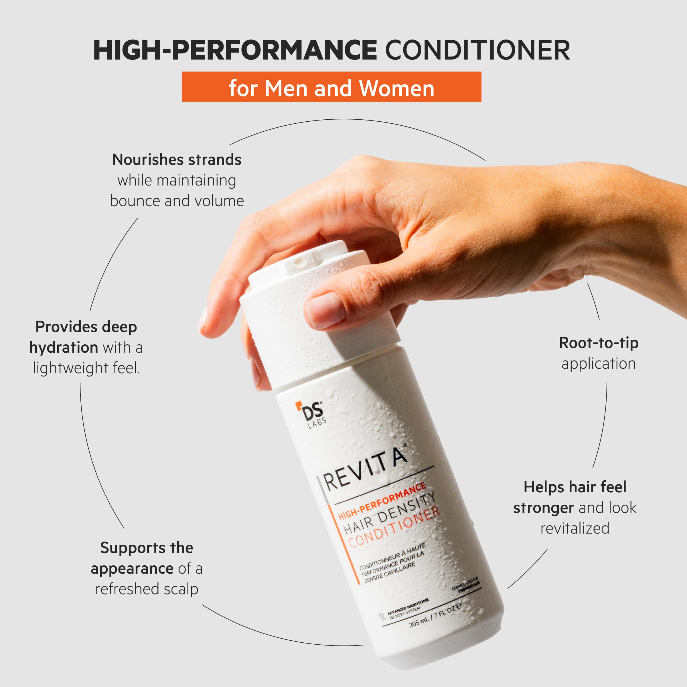 DS Laboratories Revita Conditioner label closeup highlights color-safe formula