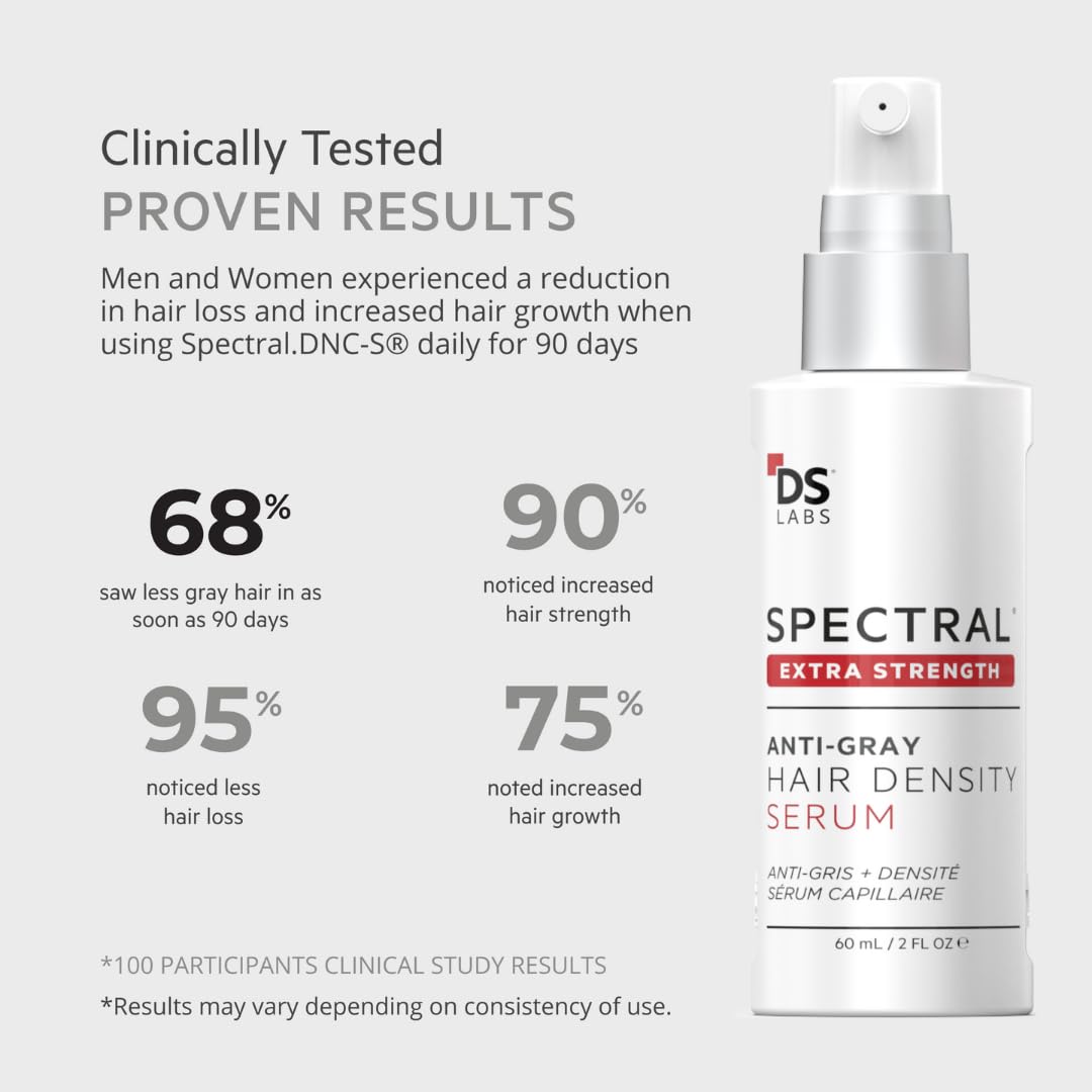DS Labs Spectral Extra Strength Hair Density Serum 60ml packaging ready for travel.