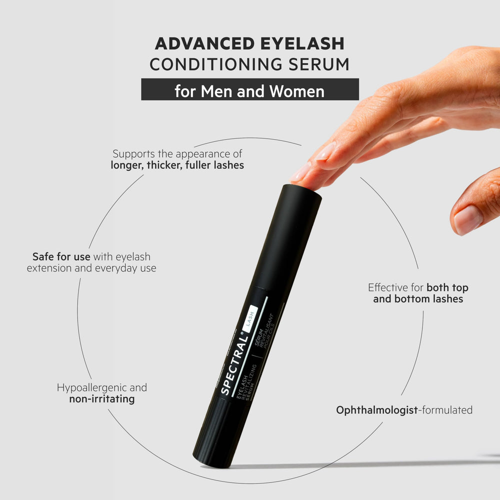 DS Laboratories Spectral.LASH brush application image demonstrating precise, mess-free daily lash care