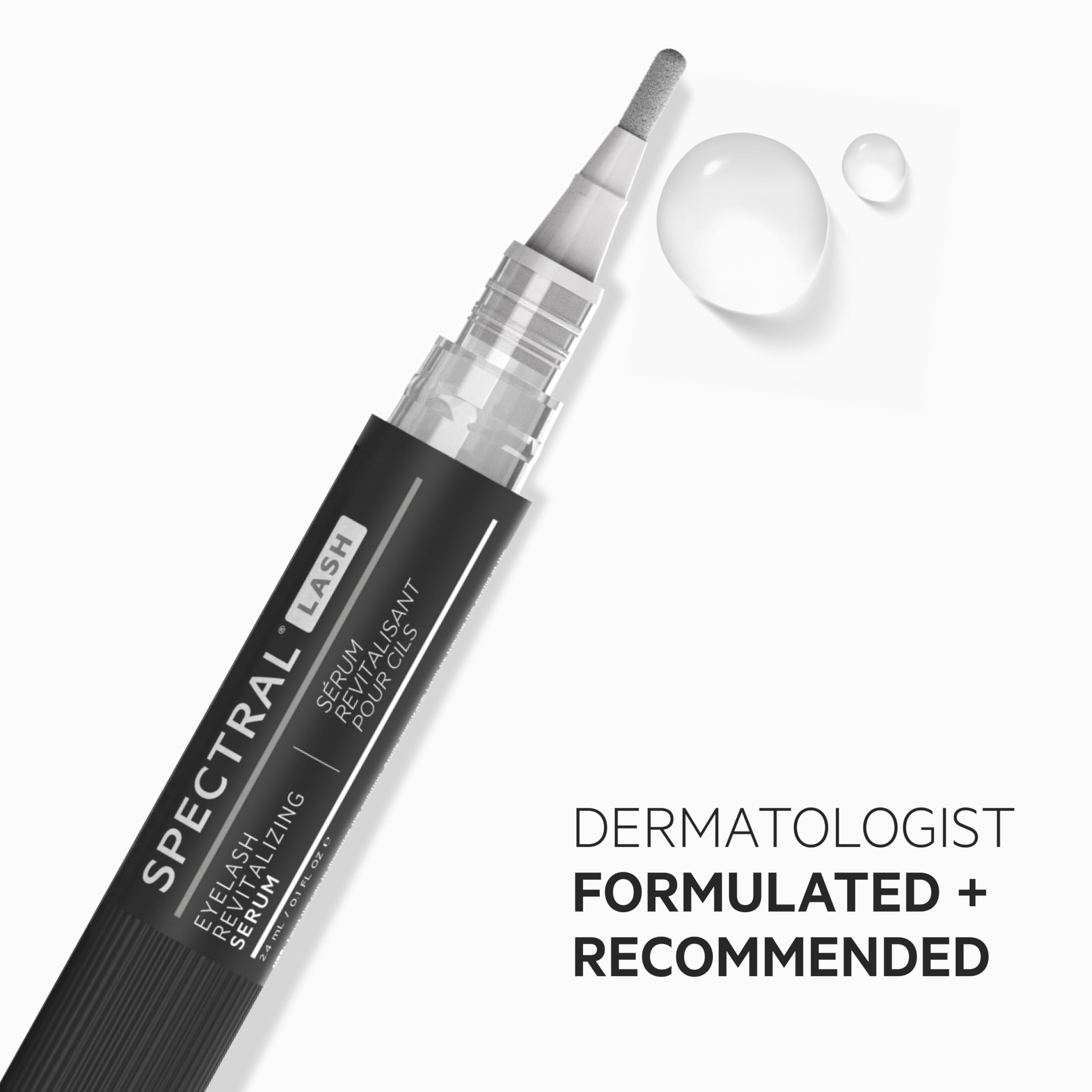 DS Laboratories Spectral.LASH nanosome-technology closeup illustrating even ingredient dispersion along lash line