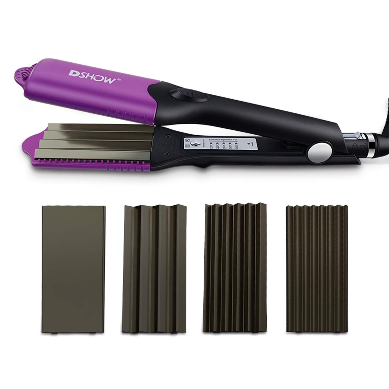 DSHOW hair crimper with interchangeable plates for versatile texture and shine