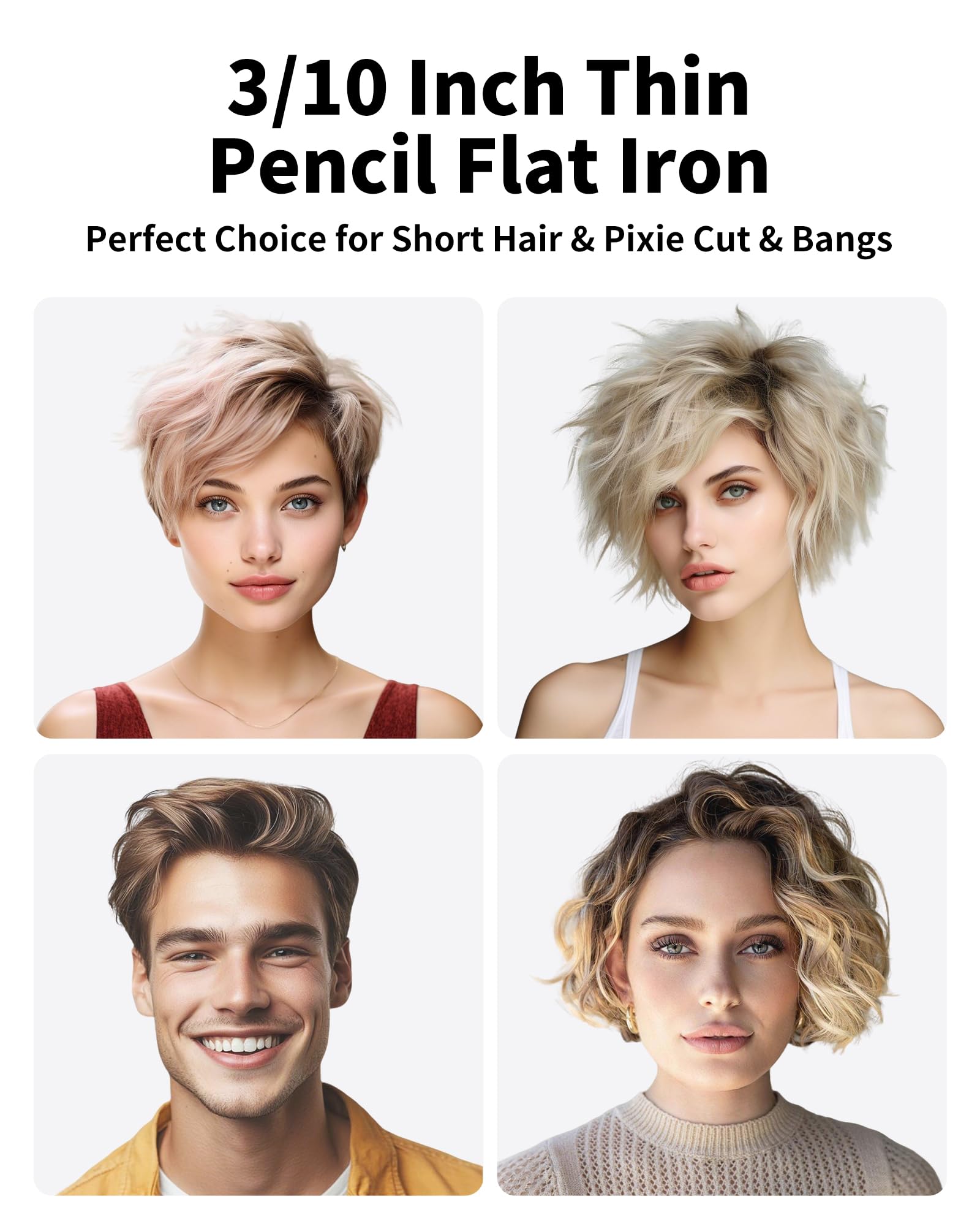DSHOW mini flat iron with temperature range 320-430F for versatile hair types.