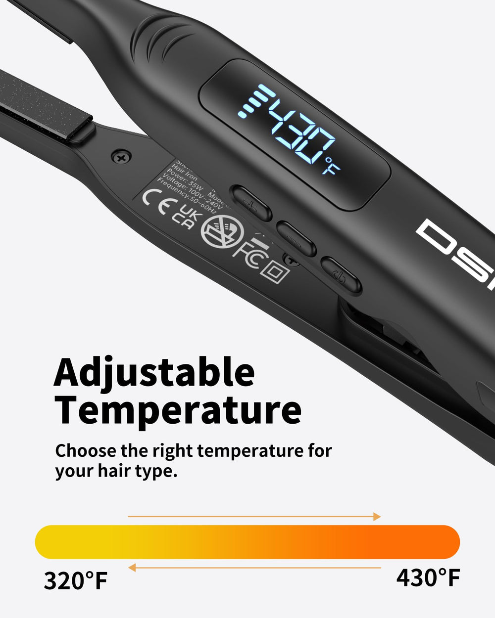 DSHOW travel-ready mini flat iron with included pouch for on-the-go styling.
