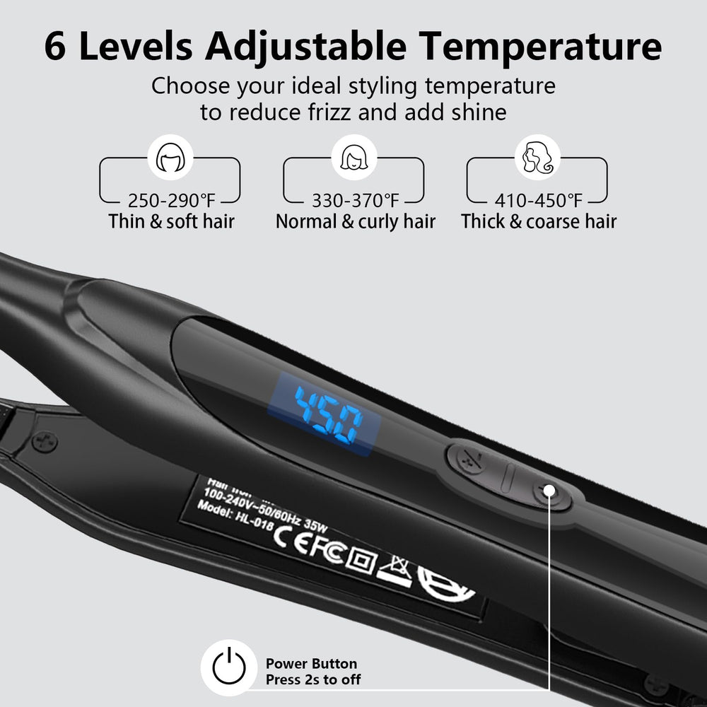 DSHOW Pencil Flat Iron edge styling example, compact tool for bangs and edges.