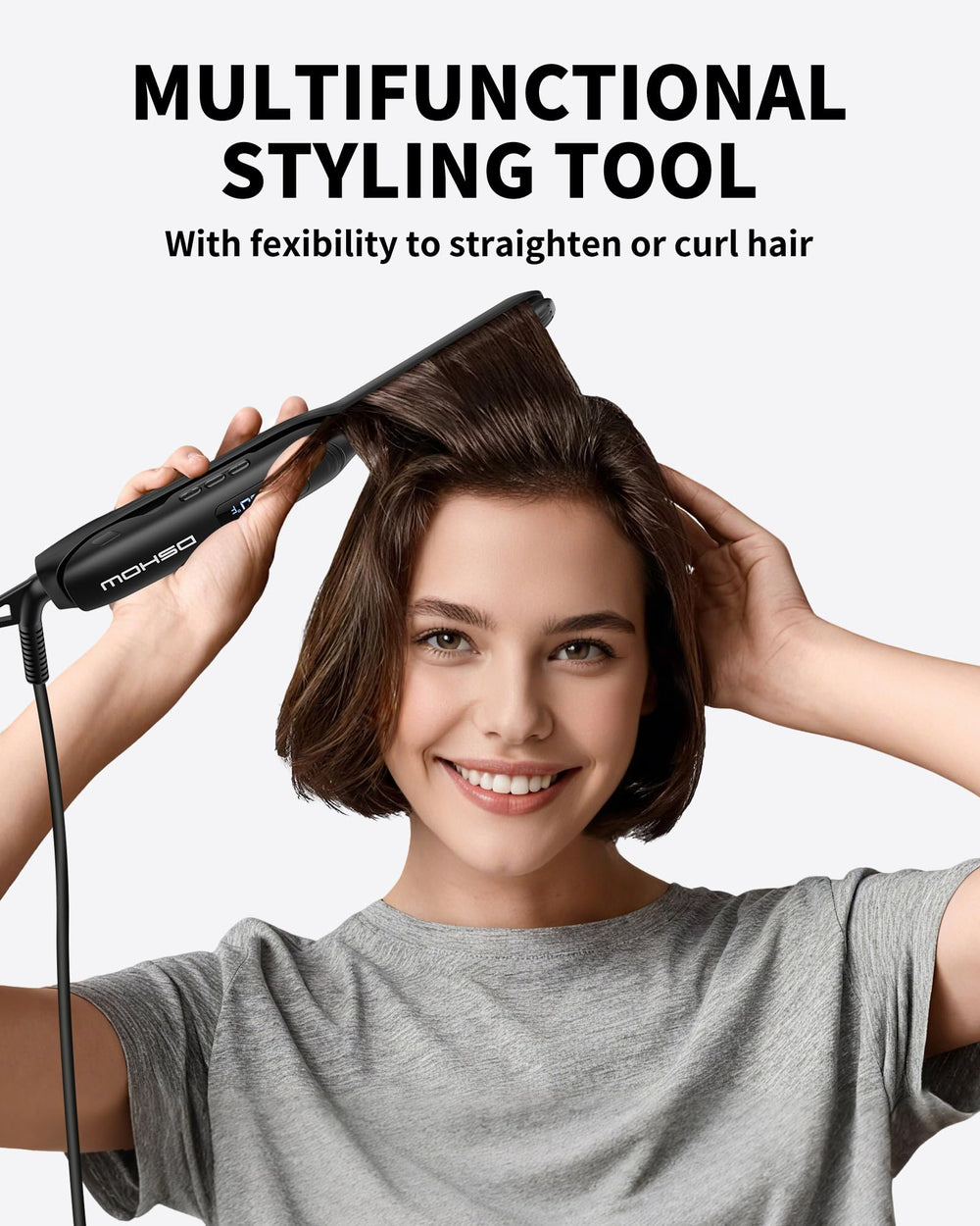 DSHOW pencil-flatiron demonstrates rapid heat for quick styling.