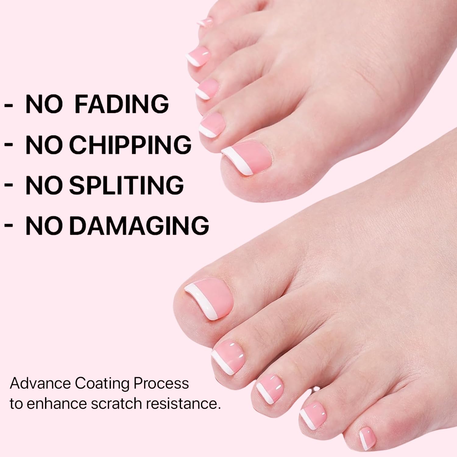 Dsixnails pink toe nail tips 216pcs pack highlights 12 sizes for precise fit