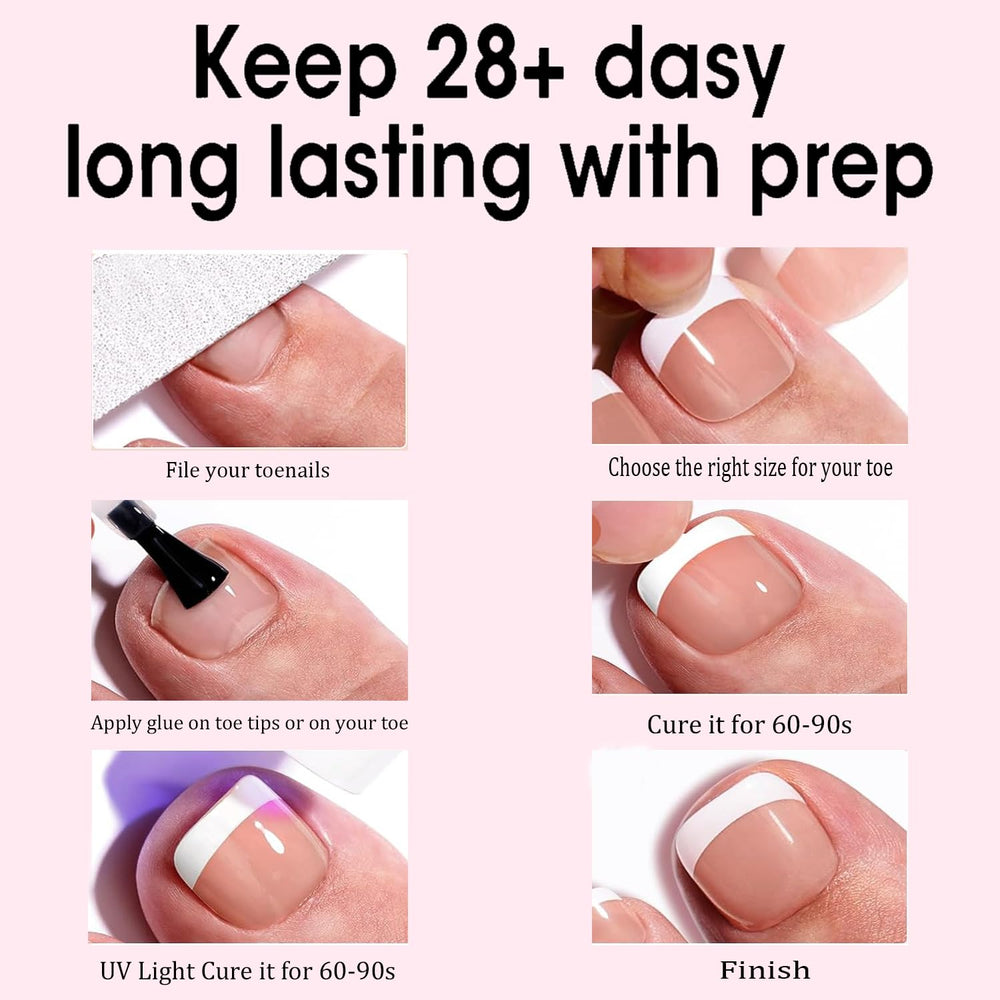 Dsixnails pink toe nail tips reusable design enables easy reuses after removal