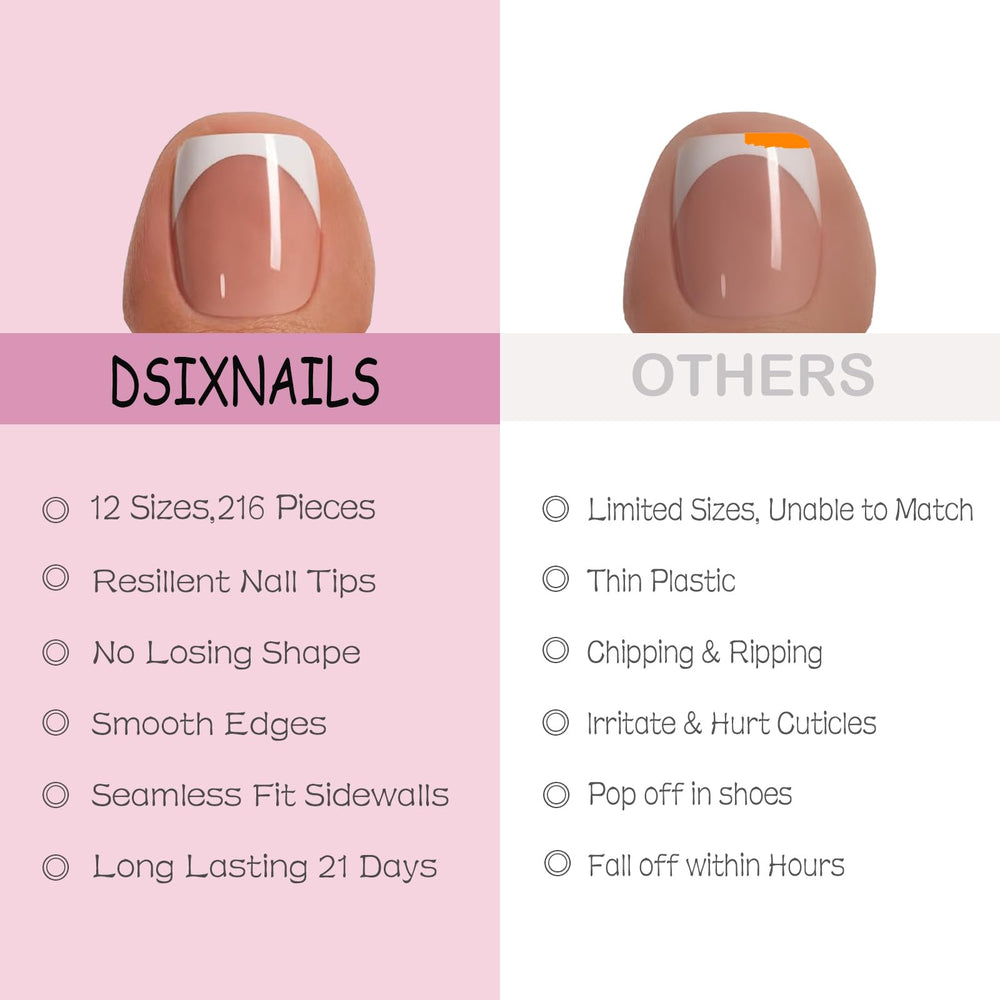 Dsixnails pink toe nail tips square French tip style for versatile looks