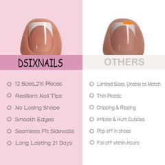 Dsixnails pink toe nail tips square French tip style for versatile looks
