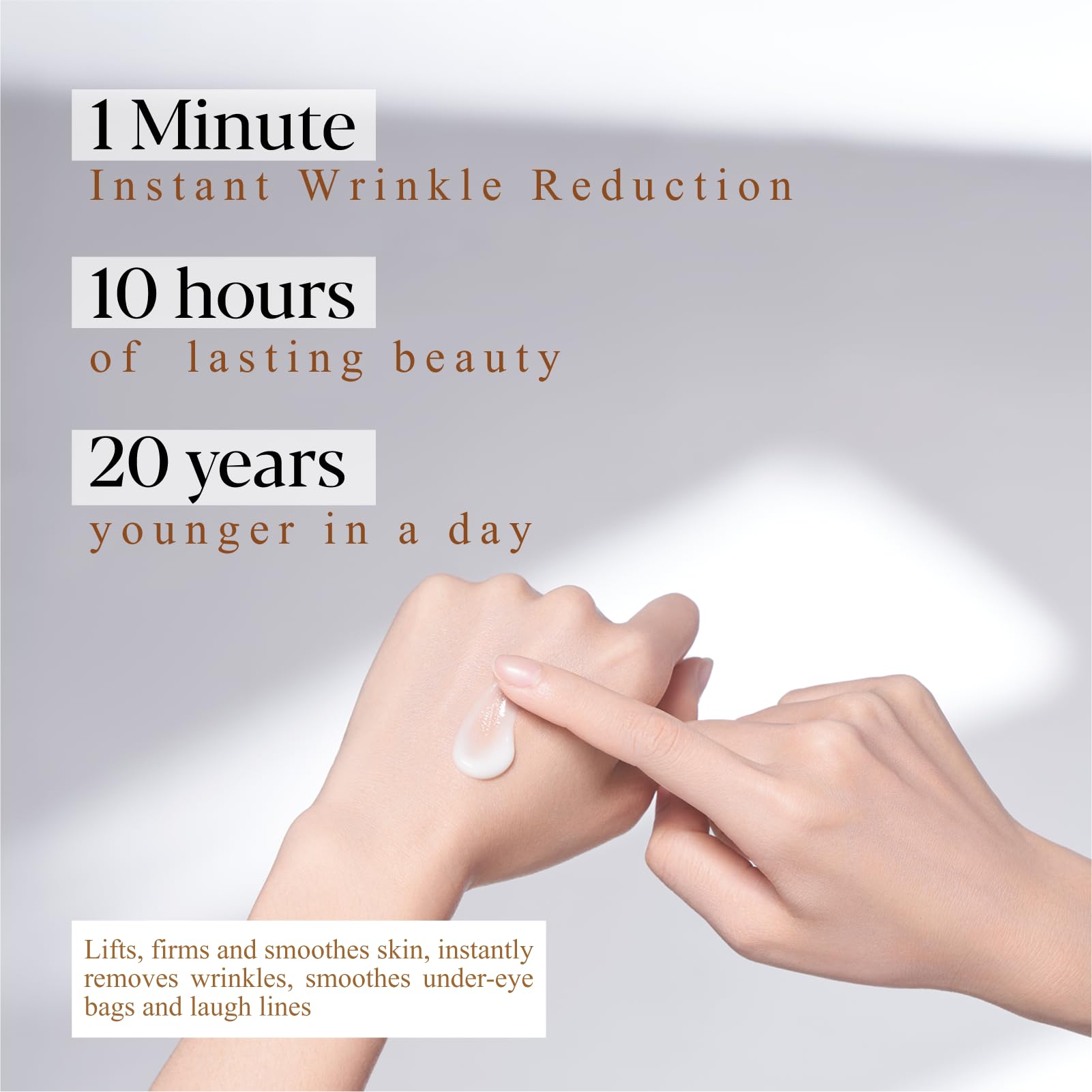 DSKMED application under eye demonstrates even coverage and gentle smoothing