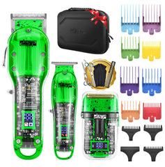 DSP hair clipper green front view shows cordless freedom for home and salon use