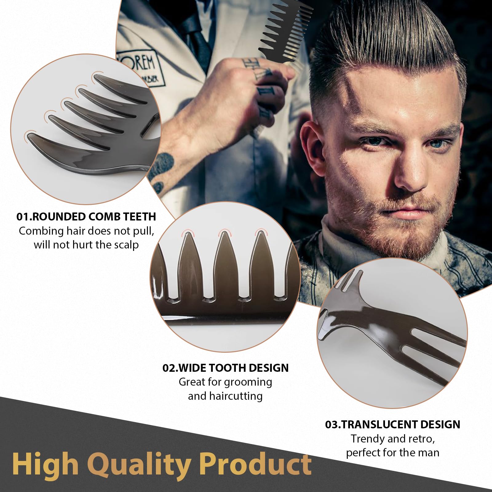 DUAIU 3-in-1 fish tail comb; detailed sectioning for creative hair designs.