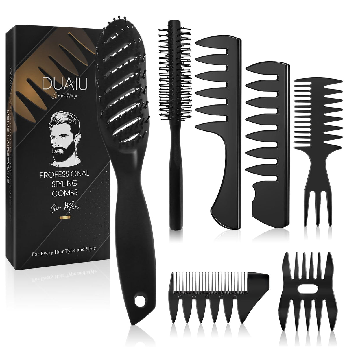 DUAIU curved vent hair brush; ergonomic design for quick drying and scalp soothing.