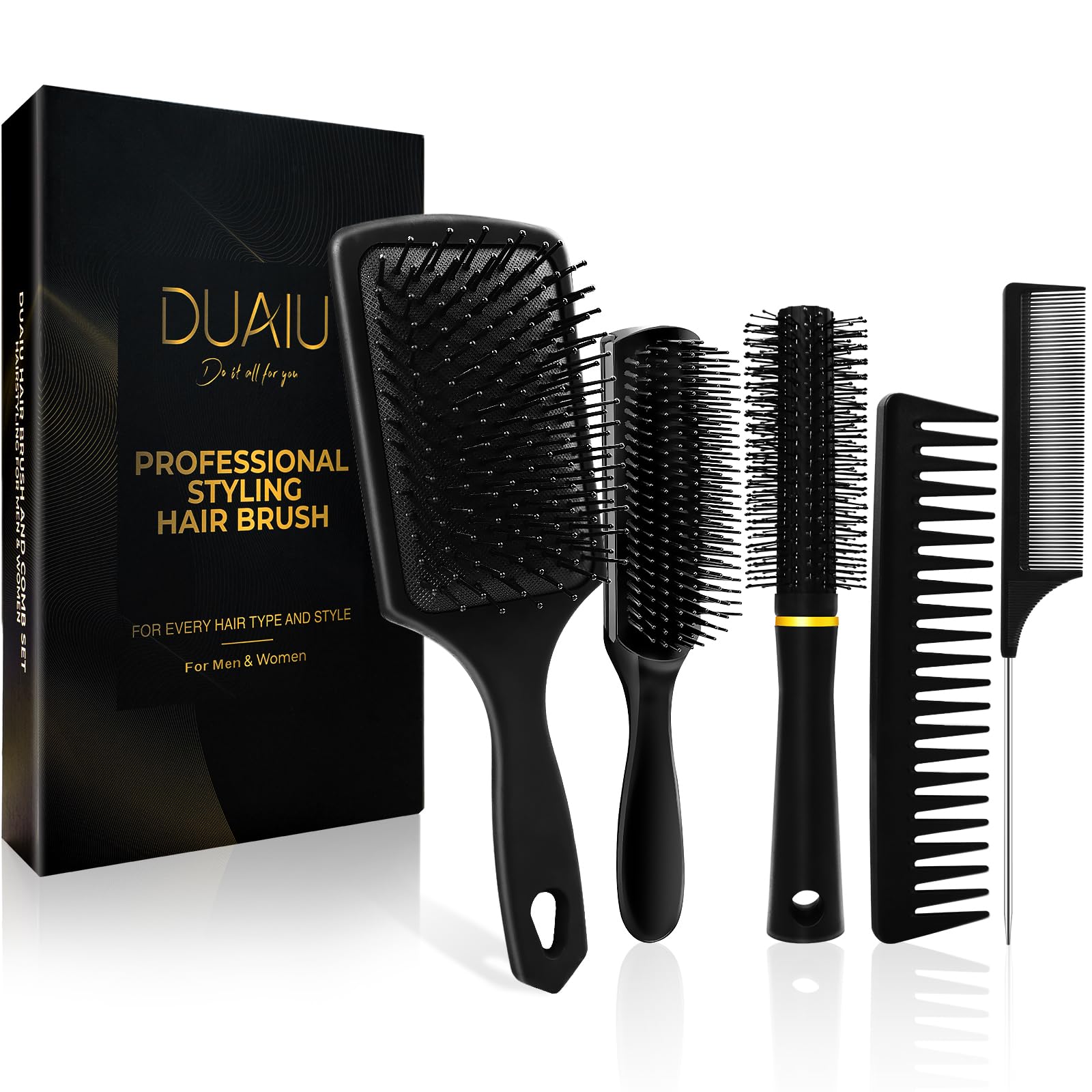 DUAIU hair brush set paddle brush with air cushion for gentle detangling on thick hair.
