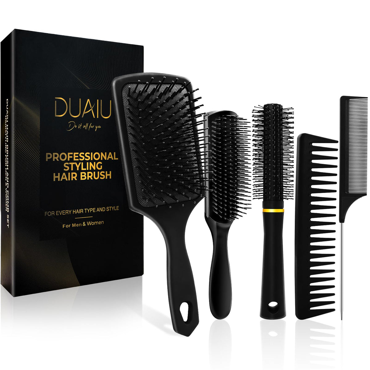 DUAIU hair brush set paddle brush with air cushion for gentle detangling on thick hair.