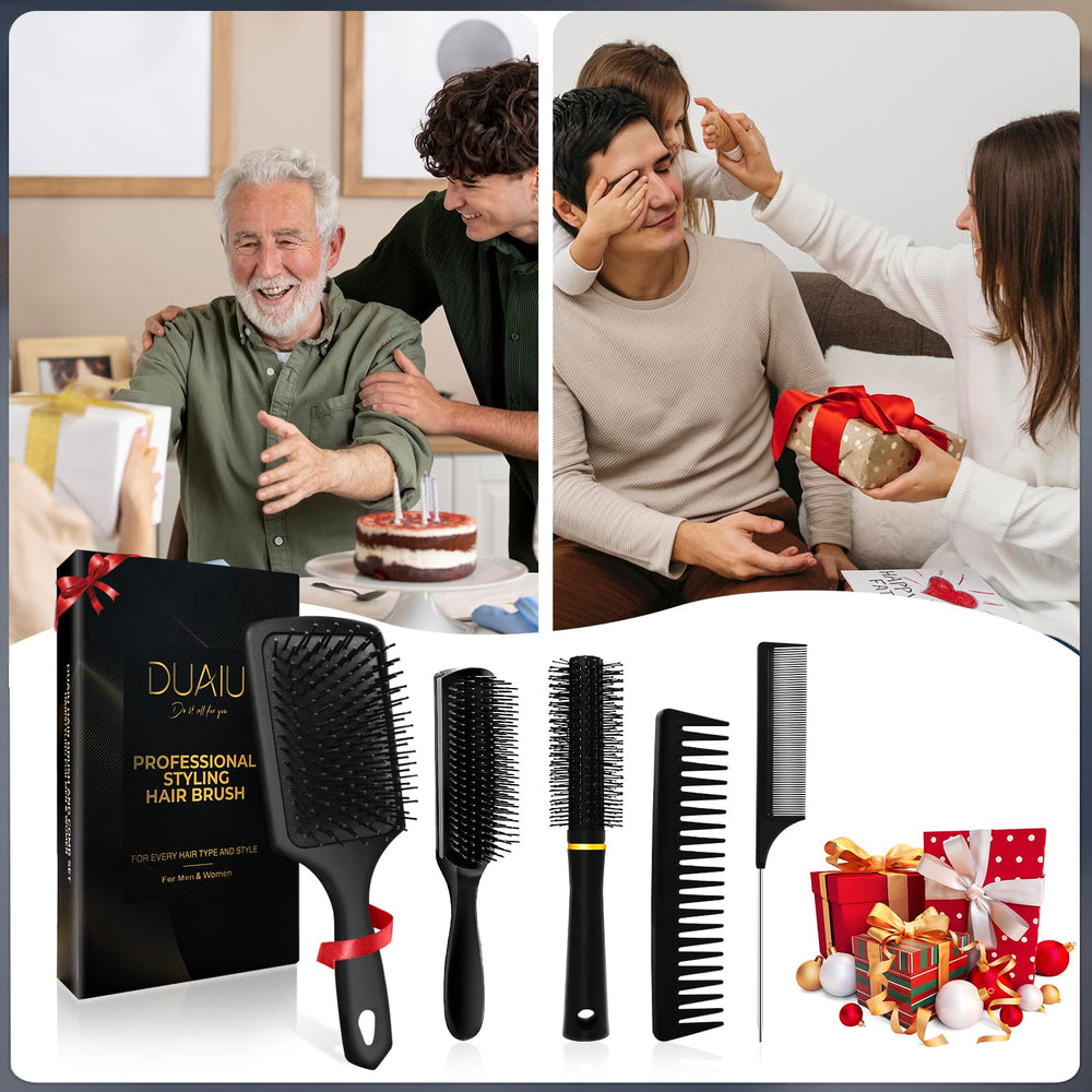 DUAIU wet-or-dry use brush set supports on-the-go grooming.
