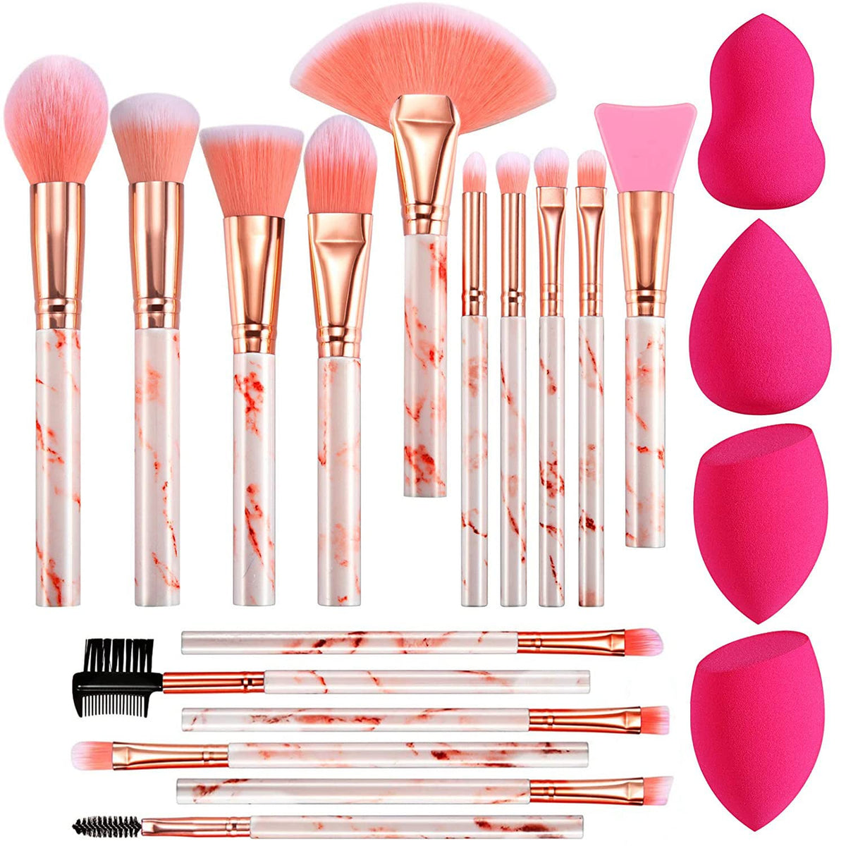 DUAIU professional makeup brushes set features marble handles for precision and a premium feel.