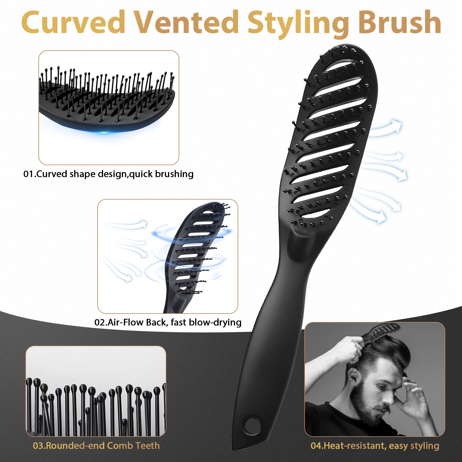 DUAIU quiff roller brush; adds volume while blow-drying for fuller style.