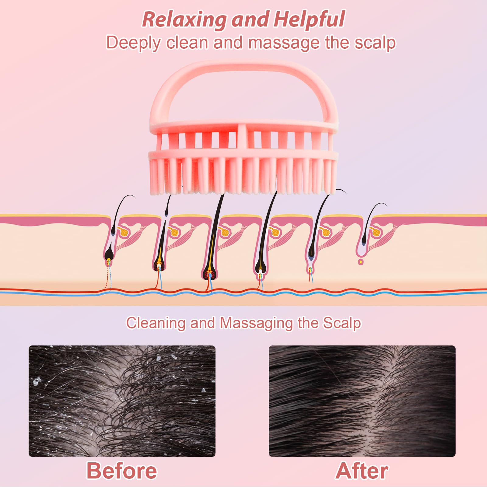 DUAIU shampoo brush massager offers deep cleansing and scalp stimulation.