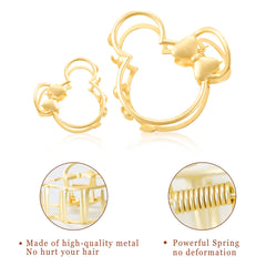 DF DualFERV gold hair clip with mouse ears theme enhances playful park looks.