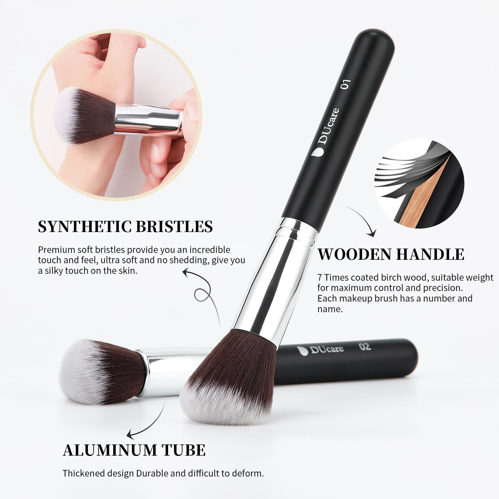 DUcare brushes layout highlights eyeshadow blending and precise application.